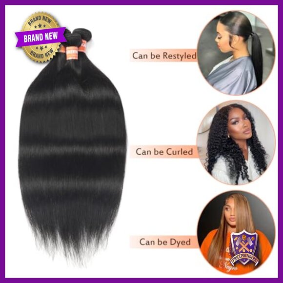 18 20 22 Inch Brazilian Virgin Hair Extensions 3 Bundles Straight Quick Weave